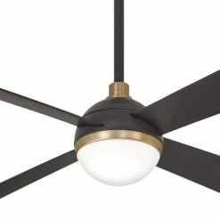 Flash Sale 😍 Minka Aire Orb 16W 1-Light LED 4-Blade Ceiling Fan in Brushed Carbon with Soft Brass ⭐