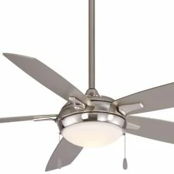 Best deal 🤩 Minka Aire Lun-Aire 65.01W 5-Blade Ceiling Fan with 54 in. Blade Span in Brushed Nickel 👍