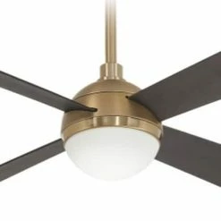 New 🎉 Minka Aire Orb 59.62W 1-Light 4-Blade LED Ceiling Fan in Brushed with Soft Brass 😀