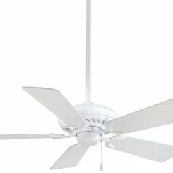 Deals 👍 Minka Aire Supra® 76W 5-Blade Ceiling Fan with Halogen Light in White 🤩