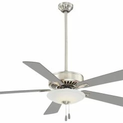 Deals 🎉 Minka Aire Contractor® 74.6W 5-Blade Ceiling Fan with 52 in. Blade Span and LED Light in Polished Nickel 😍