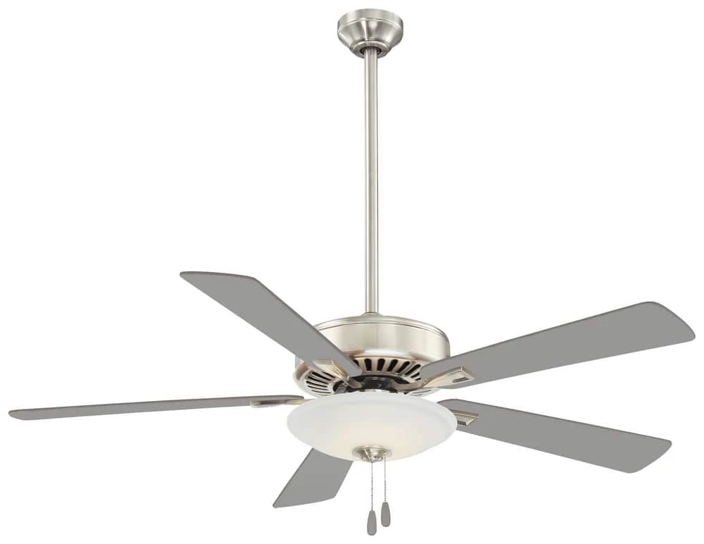 Deals 🎉 Minka Aire Contractor® 74.6W 5-Blade Ceiling Fan with 52 in. Blade Span and LED Light in Polished Nickel 😍