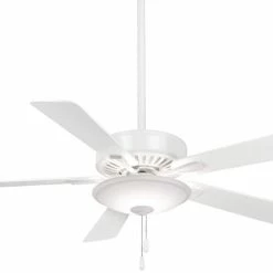 Cheap 🛒 Minka Aire Contractor® 74.6W 5-Blade Ceiling Fan with 52 in. Blade Span and LED Light in White 💯