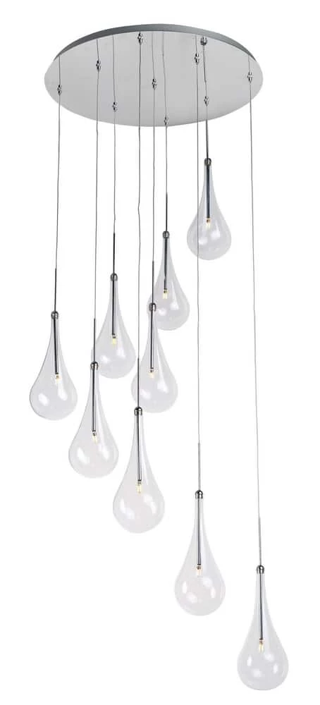 Brand new π ET2 Larmes LED 16-1/2 in. 9-Light LED Pendant in Polished Chrome π€©