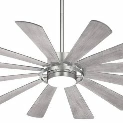 Cheap 🤩 Minka Aire Windmolen 12 Blades 65 in. Indoor Ceiling Fan with Integrated LED in Brushed Steel ⭐