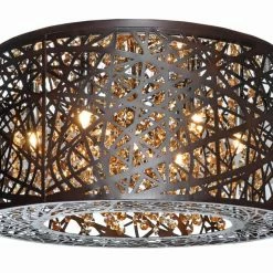 Hot Sale 🔥 ET2 Inca 7-Light Flushmount Ceiling Light Fixture in Bronze ⭐