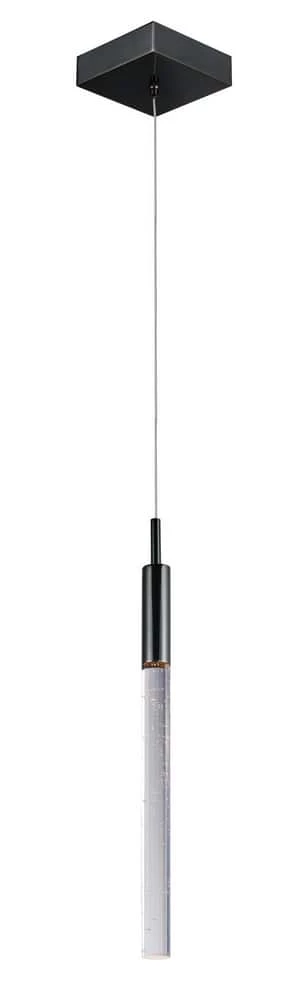 Flash Sale 🥰 ET2 Scepter® 7.5W 1-Light Integrated LED Mini Pendant with Clear Bubble Glass in Black with Polished Chrome 🎁